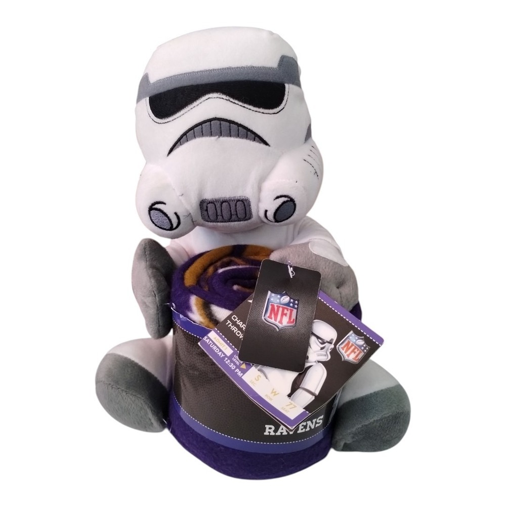 Ravens Throw Blanket + Star Wars Stormtrooper Plush‎ Set NFL Baltimore